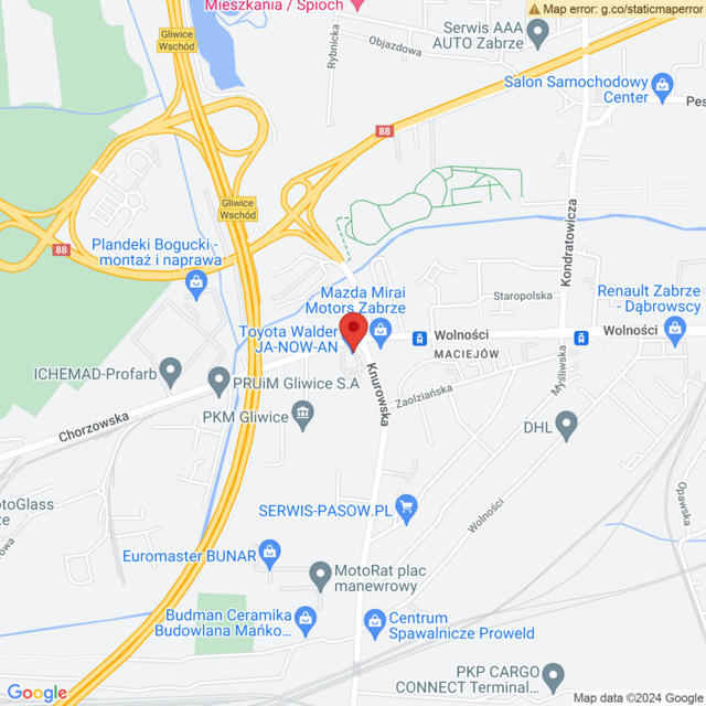 Lokalizacja Diler Toyota Testowy Zabrze